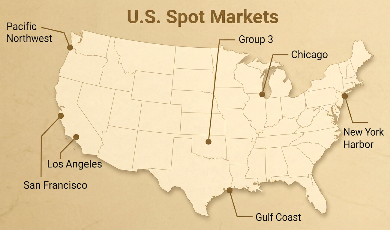 U.S. Spot Markets coverage map